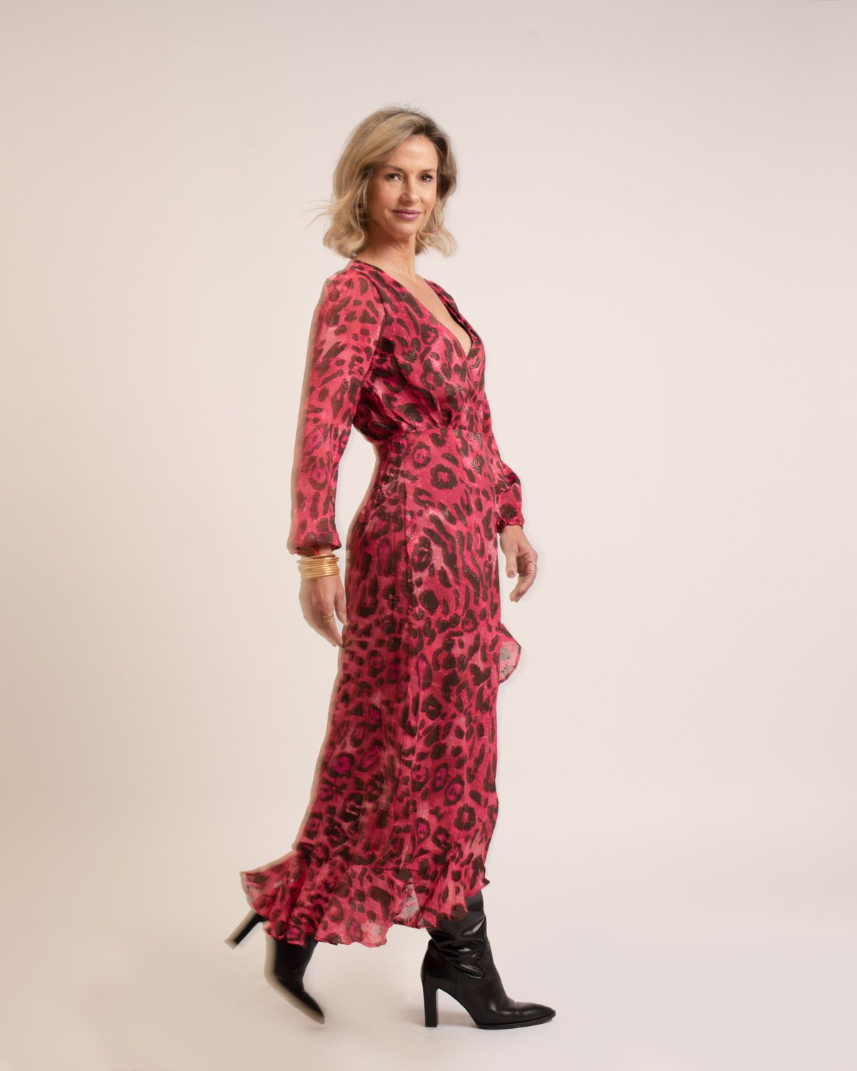 Vestido largo rosa leopardo - Amar con Alma-4
