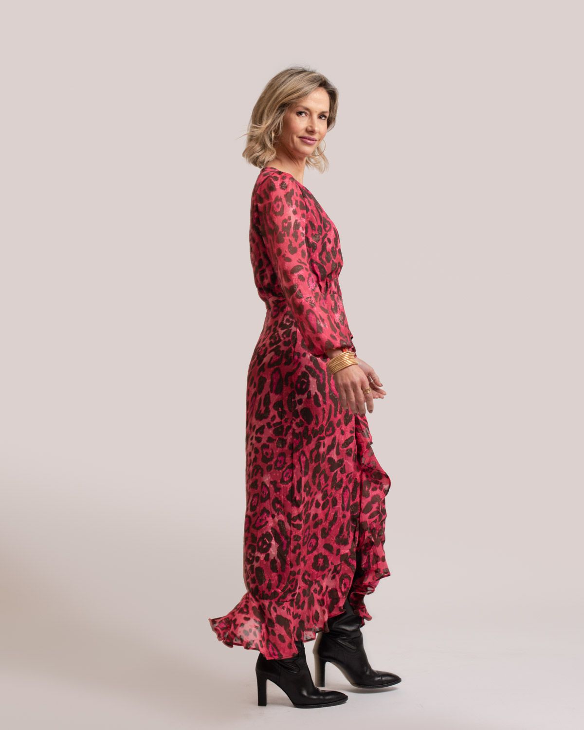 Vestido largo rosa leopardo - Amar con Alma-5