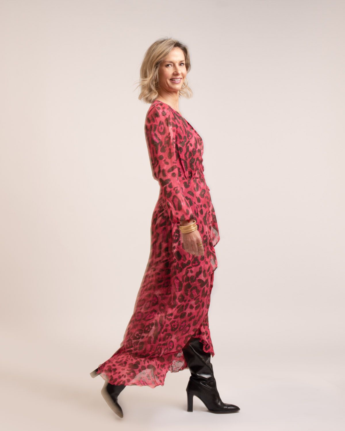 Vestido largo rosa leopardo - Amar con Alma-8